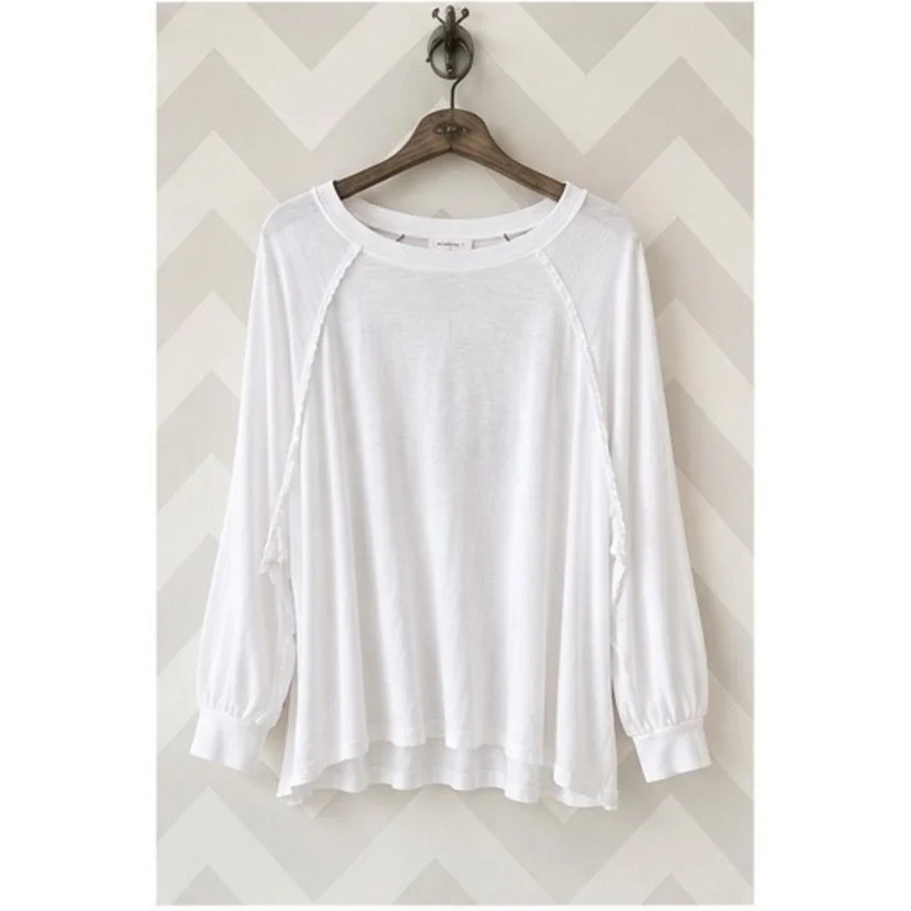 We The Free Free People White‎ Raglan Seam Long Sleeve Top Small NWT